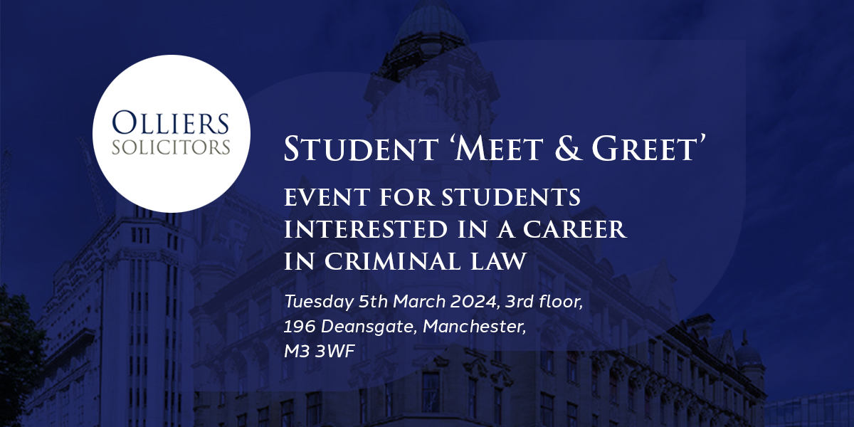 Student ‘Meet & Greet’ event for students interested in a career in criminal law