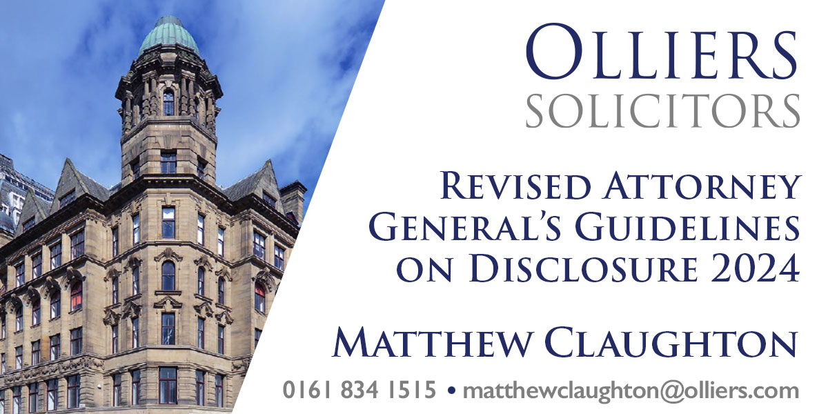 Matthew Claughton, Revised Attorney General’s Guidelines on Disclosure 2024