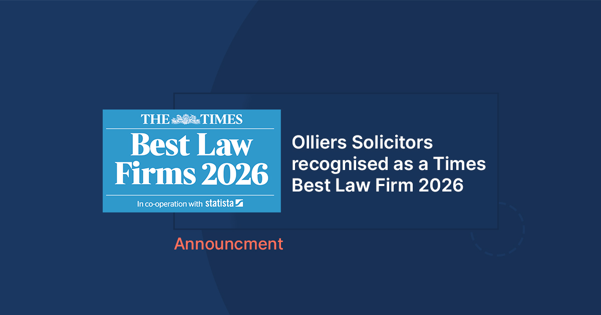 Olliers Solicitors delighted to be recognised as a Times Best Law Firm 2026