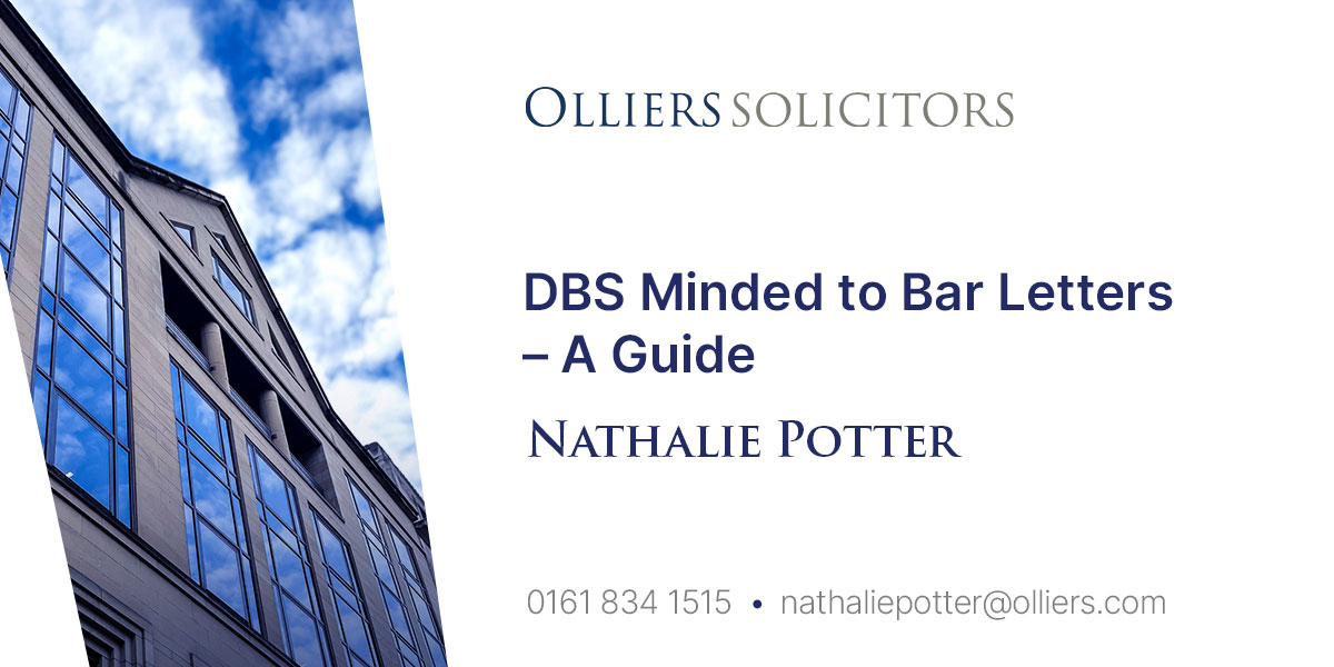 Nathalie Potter, DBS Minded to Bar Letters – A Guide