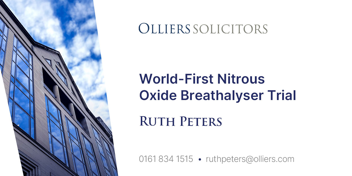 Ruth Peters, World-First Nitrous Oxide Breathalyser Trial